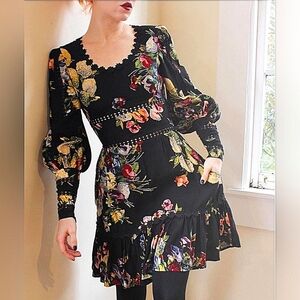 Floral Black Dress